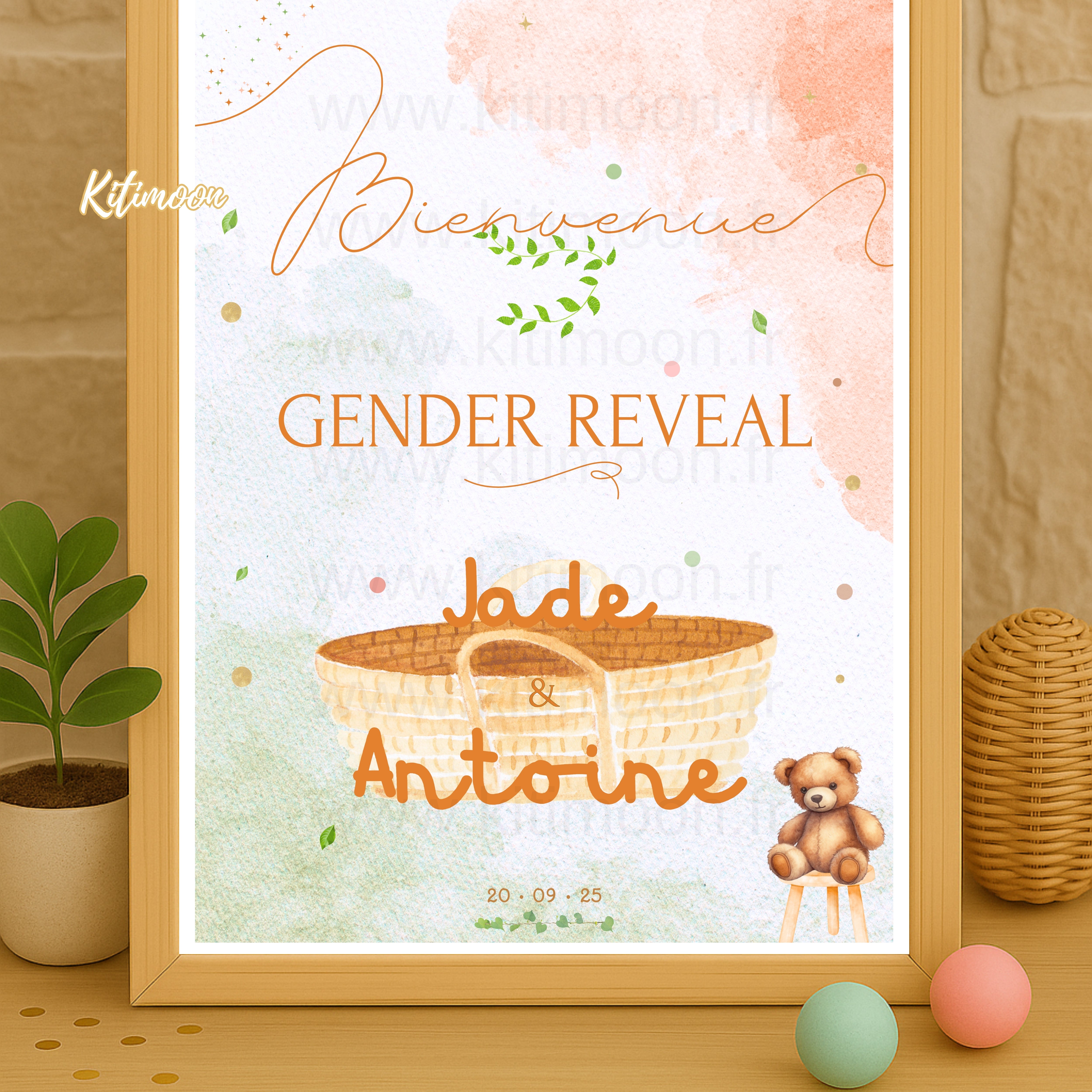 Affiche de Bienvenue Gender Reveal Couffin