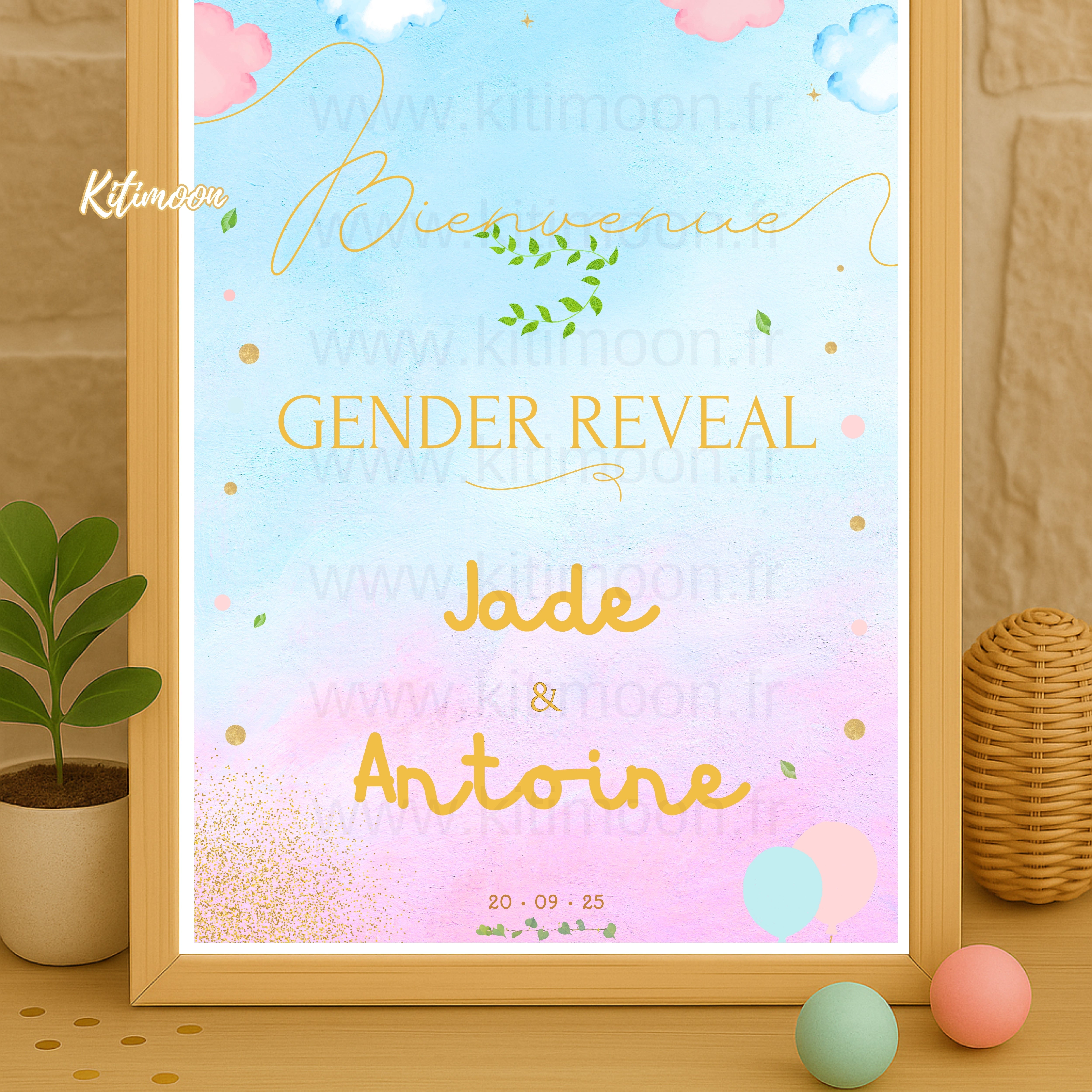 Affiche de Bienvenue fête de Gender Reveal