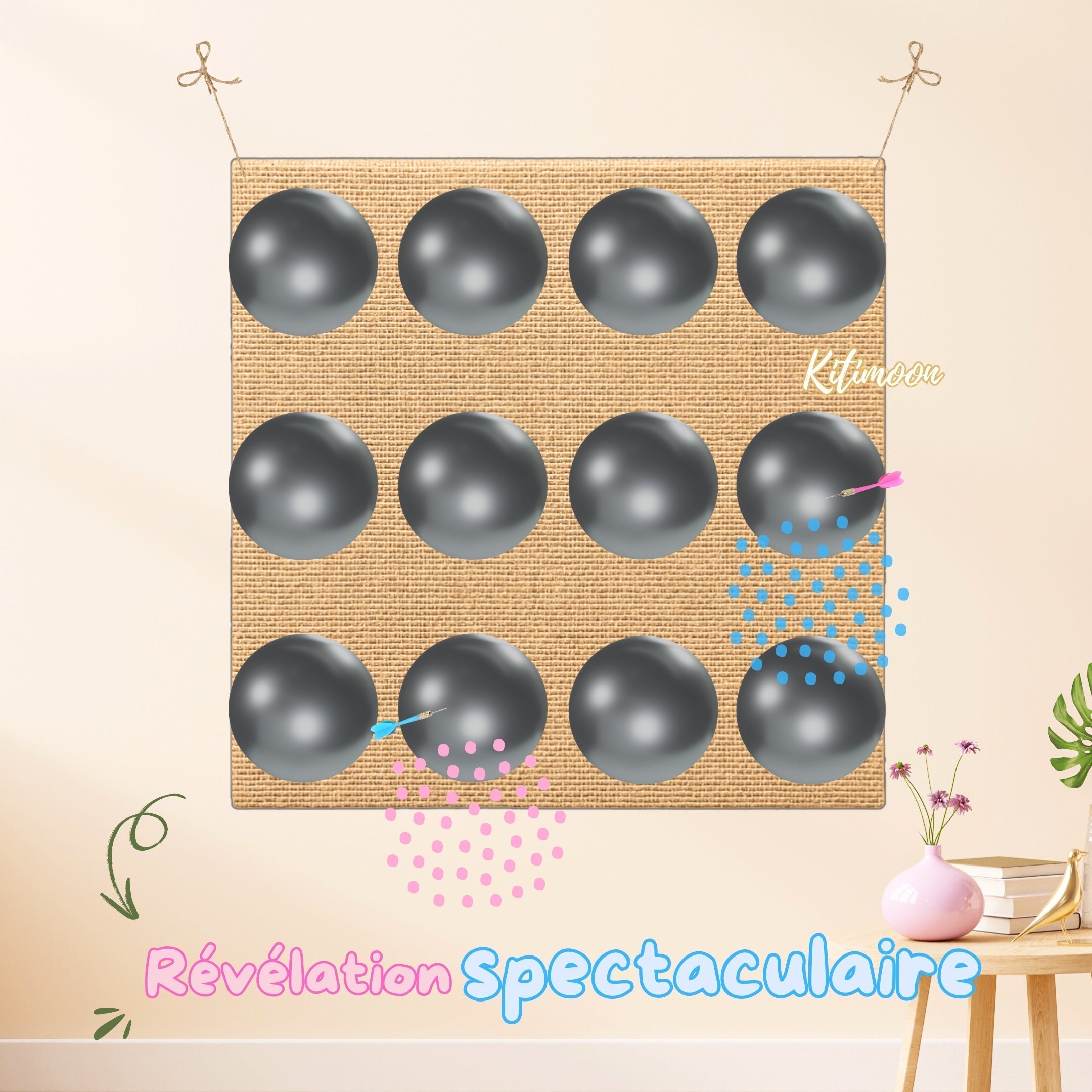 Jeu Fléchettes Ballons sans hélium Gender Reveal Révélation Sexe Fille ou Garçon