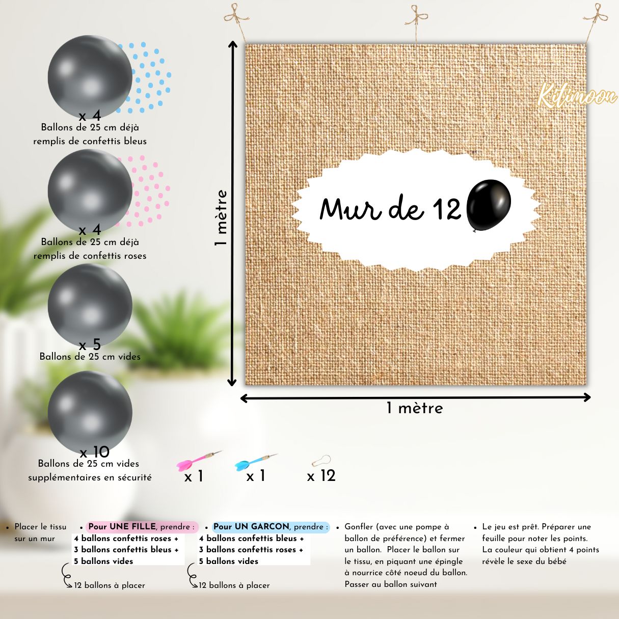 Jeu Fléchettes Ballons Gender Reveal Révélation Sexe Fille ou Garçon