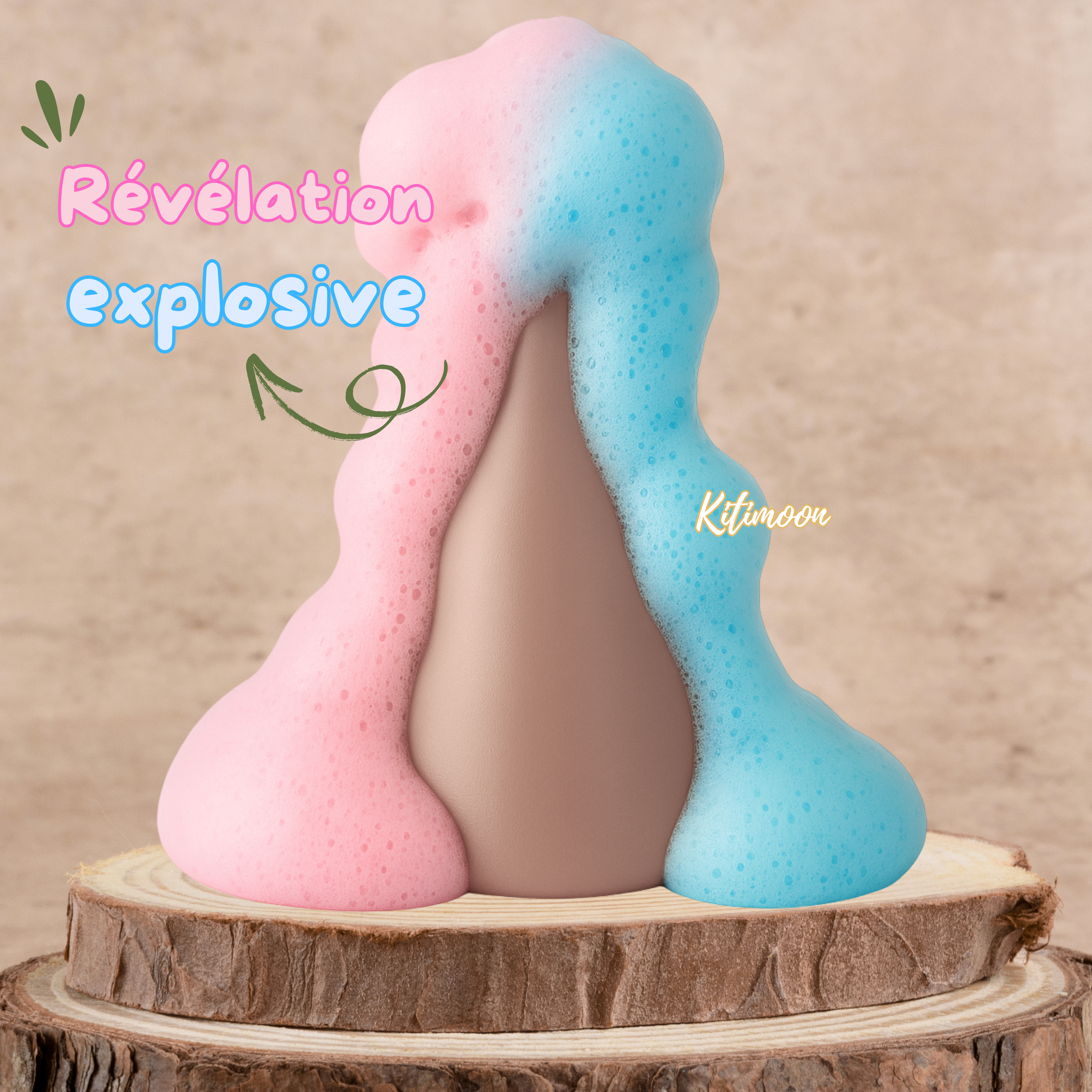 Kit Chaudron Gender Reveal – Volcan magique avec éruption de mousse rose et bleue pour révéler le sexe de bébé