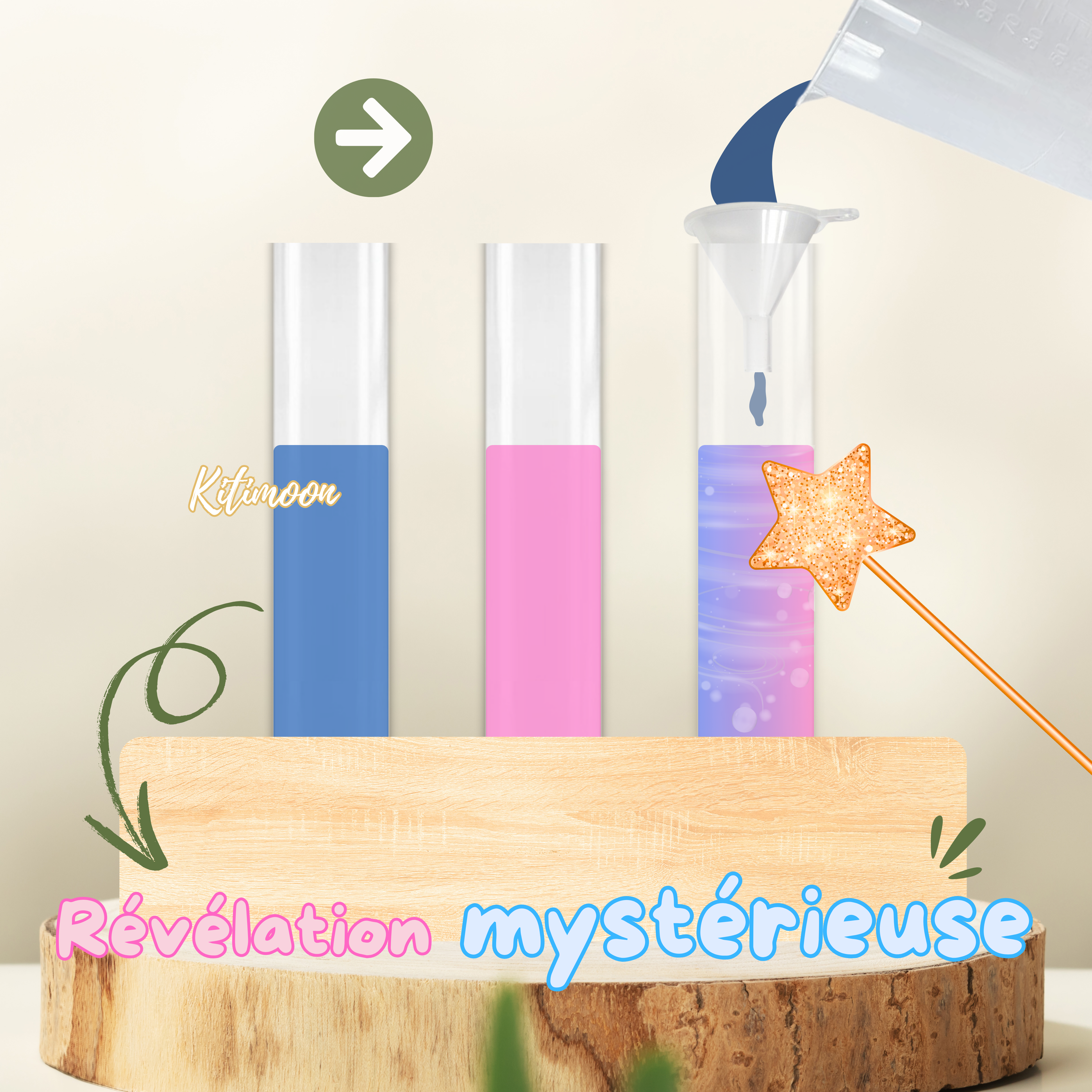 Liquide Magique Gender Reveal Réaction Chimique Liquide change couleur