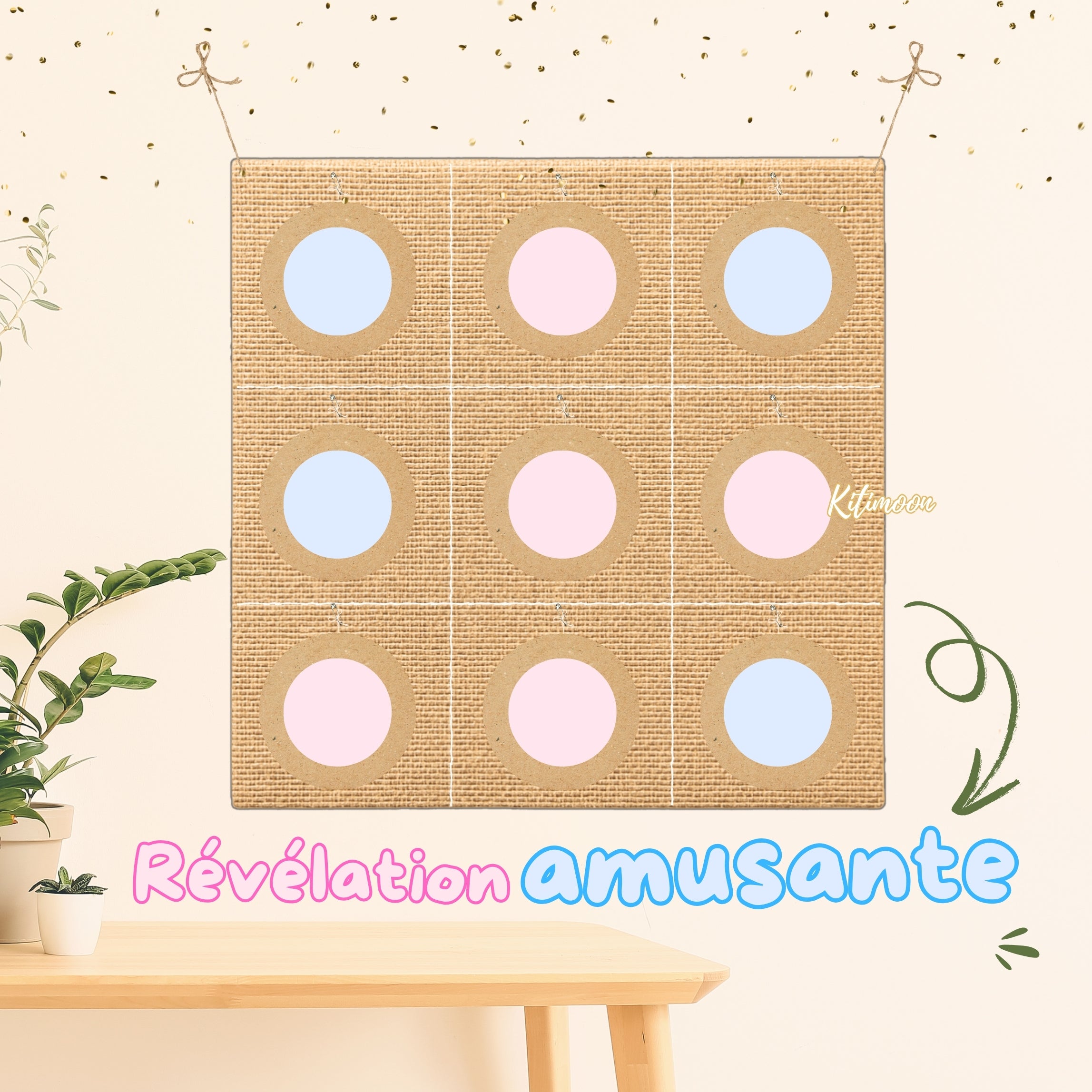Kit Morpion Tic Tac Toe Géant Gender Reveal – révélation du sexe de bébé