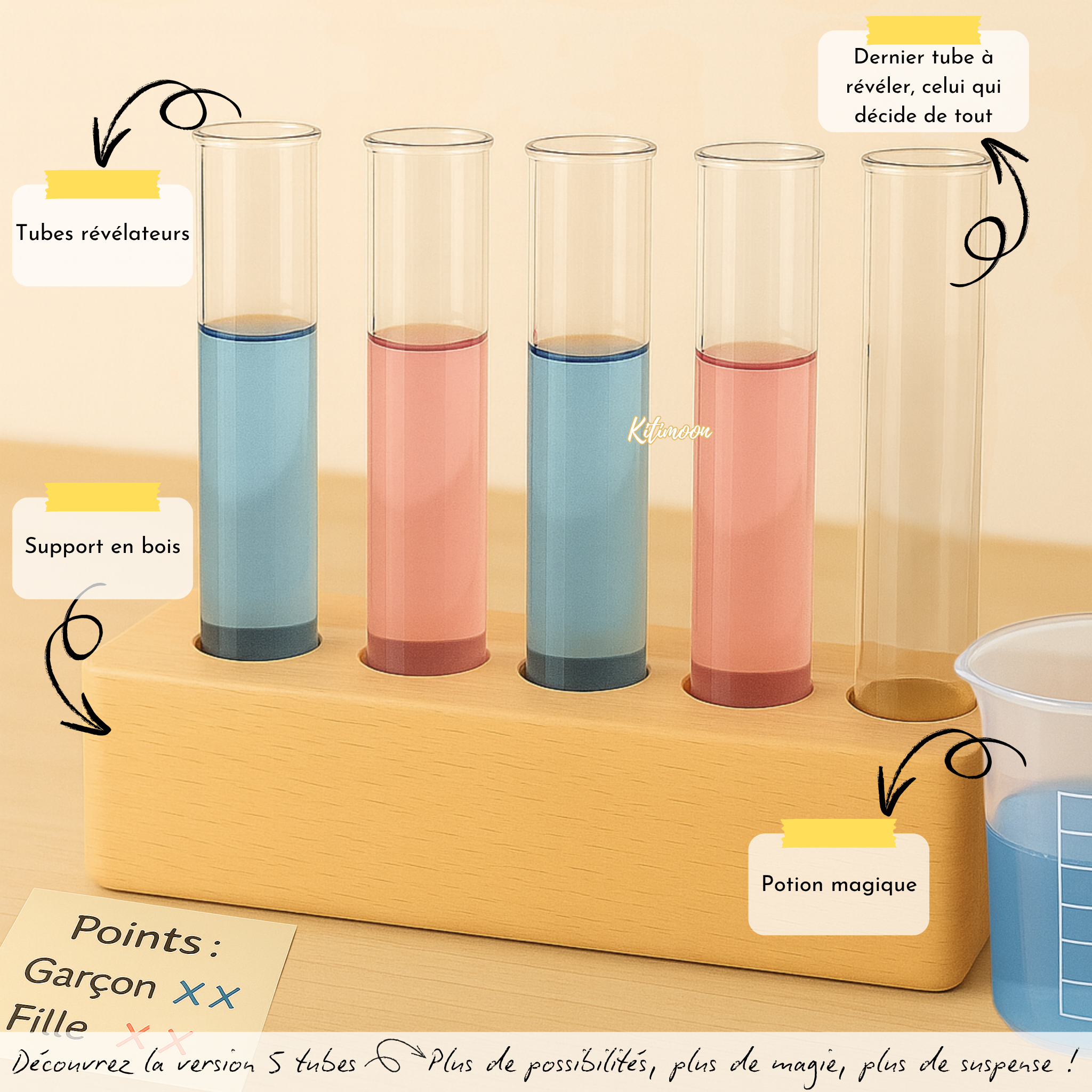 Potion magique rose ou bleue – révélation du sexe de bébé par réaction chimique